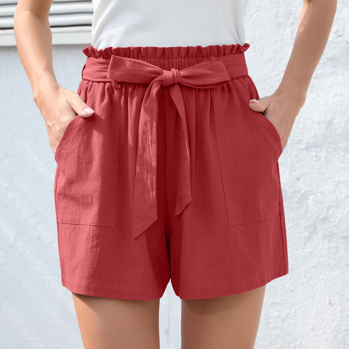 Abigail – Stijlvolle Rucheshort met Zakken