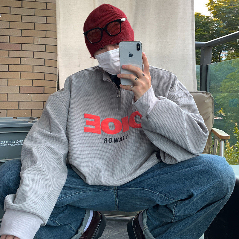 Jeff – Pullover met Opstaande Kraag en Letterprint Hoodie