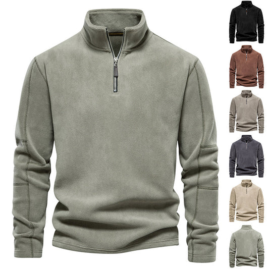 Arthur – Stehkragen Zip Sweatshirt met Fleece, casual trui voor heren