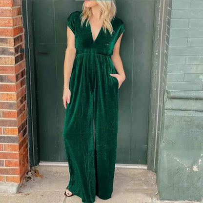 Denise – V-hals Jumpsuit met Hoge Taille