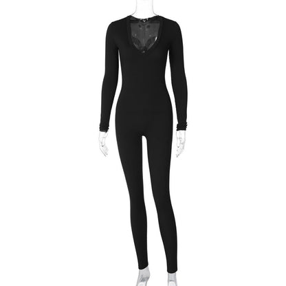 Ruth – Slim Fit Sportieve Jumpsuit met Lange Mouwen