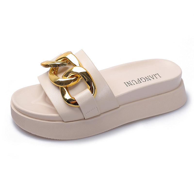 Melissa – Flache Damen-Strandsandalen mit Metallkette