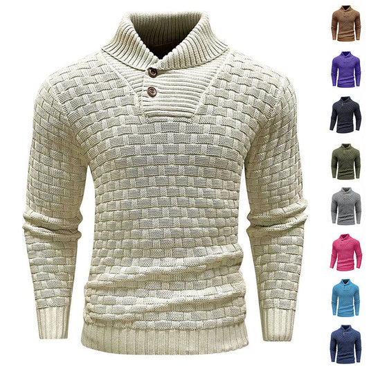 Eddie – Slim Fit Heren Rollneck Trui met Knopdesign