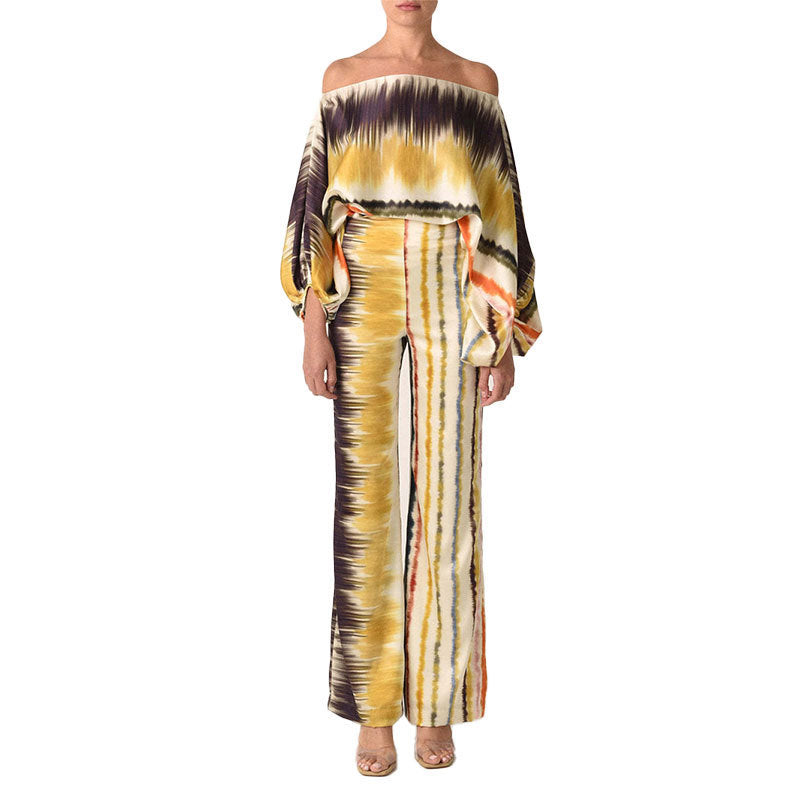 Sandra – Dames Set met Batwing Mouwen en Wijde Pijpen