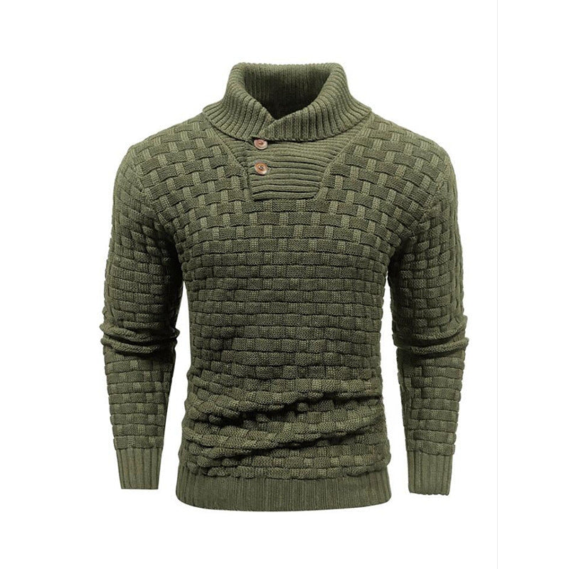 Eddie – Slim Fit Heren Rollneck Trui met Knopdesign