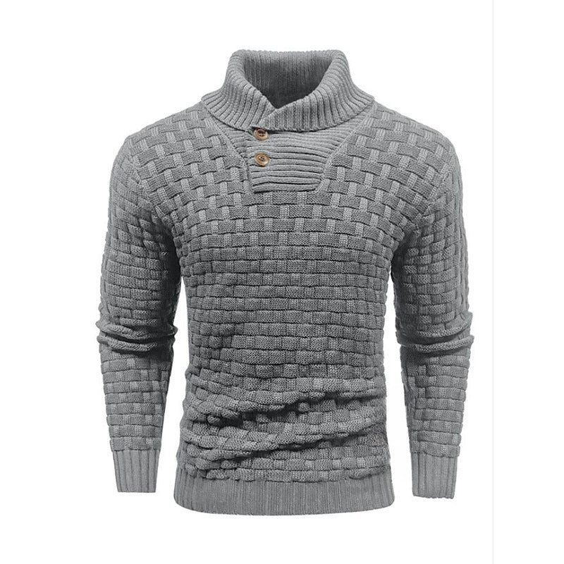 Eddie – Slim Fit Heren Rollneck Trui met Knopdesign