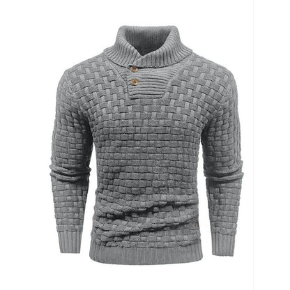 Eddie – Slim Fit Heren Rollneck Trui met Knopdesign