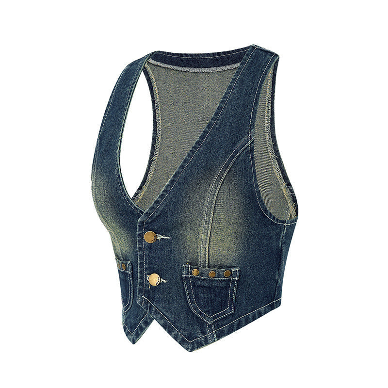 Phoebe – Modieuze Retro-Jeansweste voor Dames