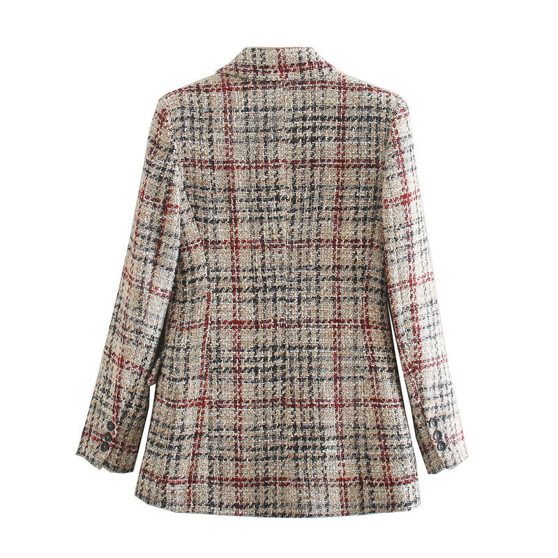 Zoe – Damesblazer met Klassiek Ruitpatroon