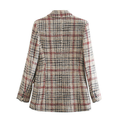 Zoe – Damesblazer met Klassiek Ruitpatroon