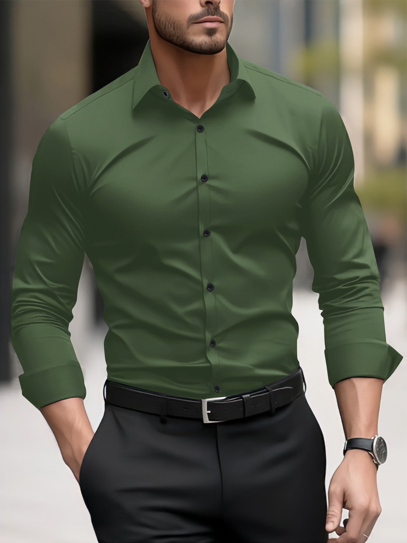 Miles – Lang Business-Casual Overhemd voor Heren