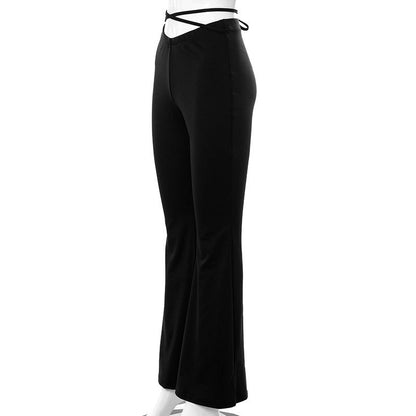 Sandra – V-vormige, verkorte Flared Track Pants met Kruisbanden