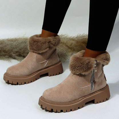 Alison – Dikke Pluche Sneeuwlaarzen van Premium Vegan Suede met Antislipzool
