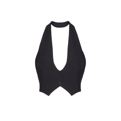 Grace – Stijlvolle Effen Haltertop met Open Rug