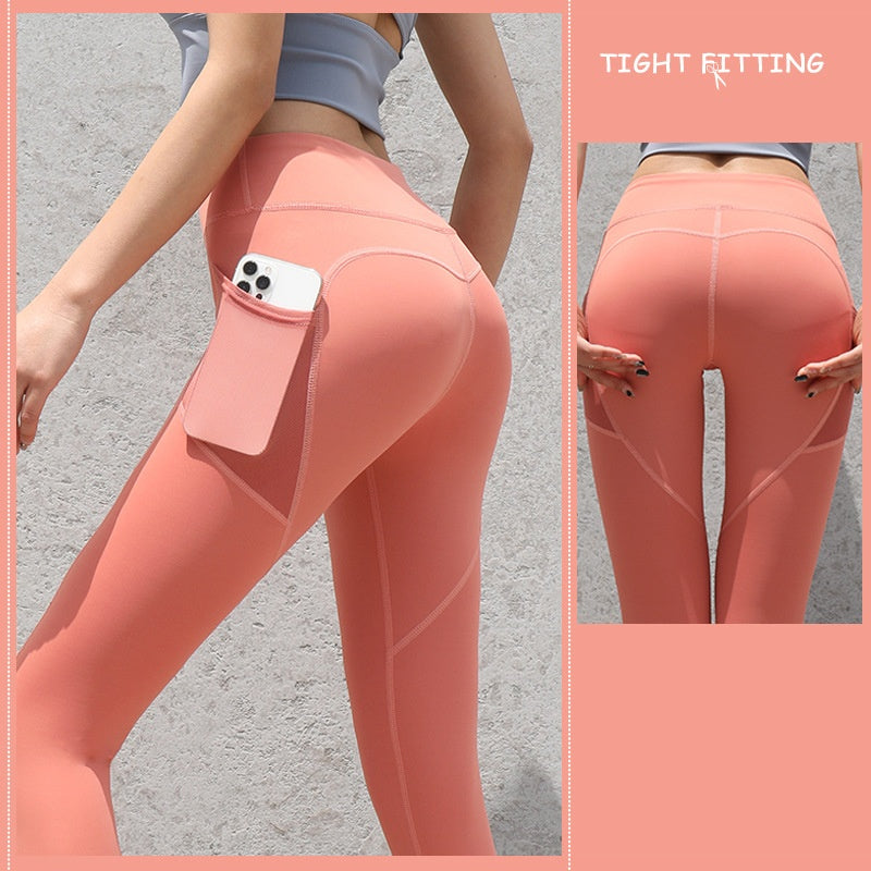 Kimberley – Naadloze Sportleggings met Zakken en Hoge Taille voor Vrouwen