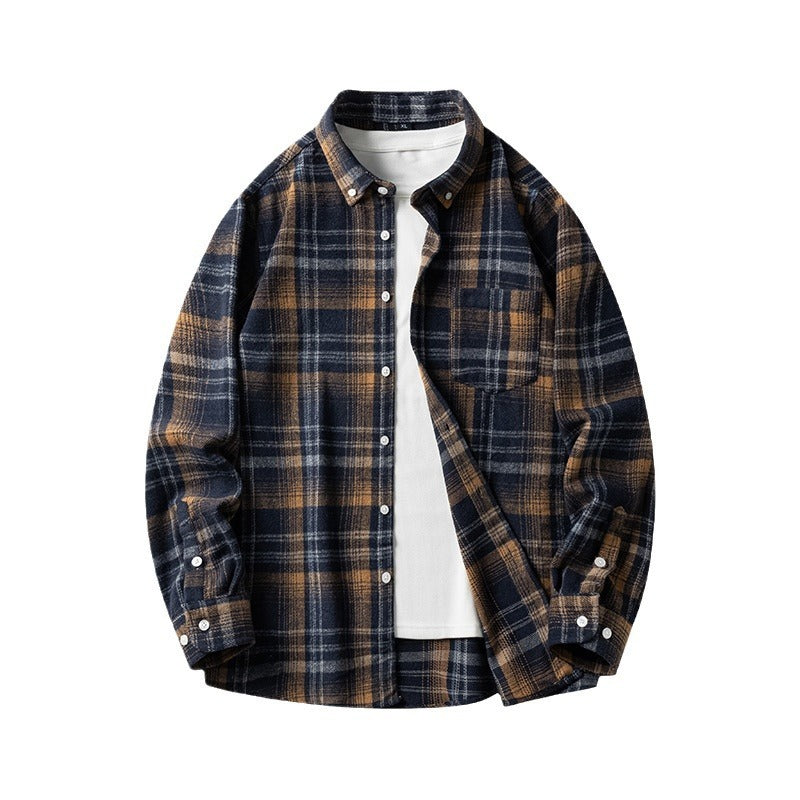 Leonard – Langem Herenoverhemd van Dikke Flanel met Ruitpatroon