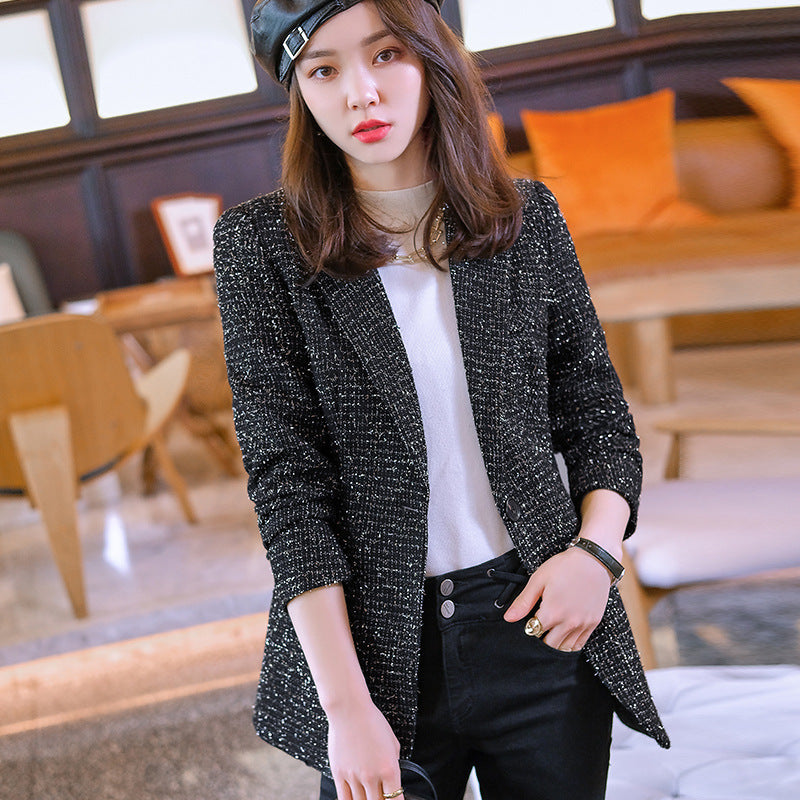 Claire – Vegan Leren Damesblazer met Klassiek Karo-Patroon