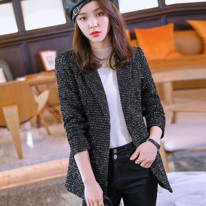 Claire – Vegan Leren Damesblazer met Klassiek Karo-Patroon