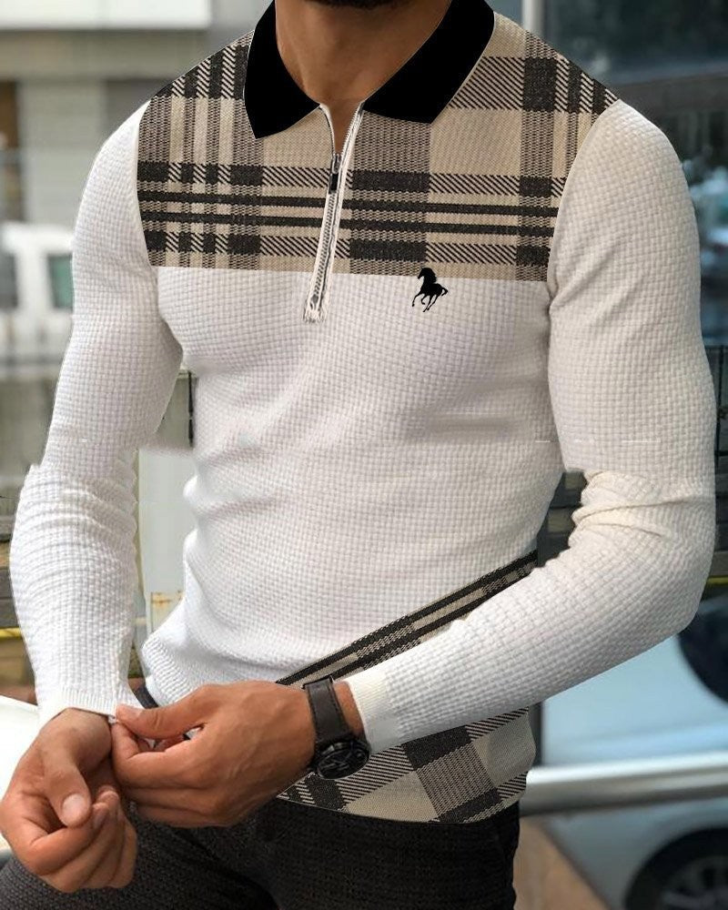 Ricky – Luchtige Pullover met Revers en Digitale Print voor Heren