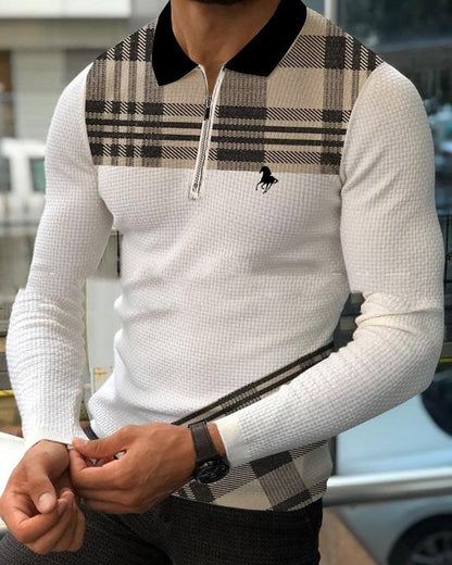 Ricky – Luchtige Pullover met Revers en Digitale Print voor Heren