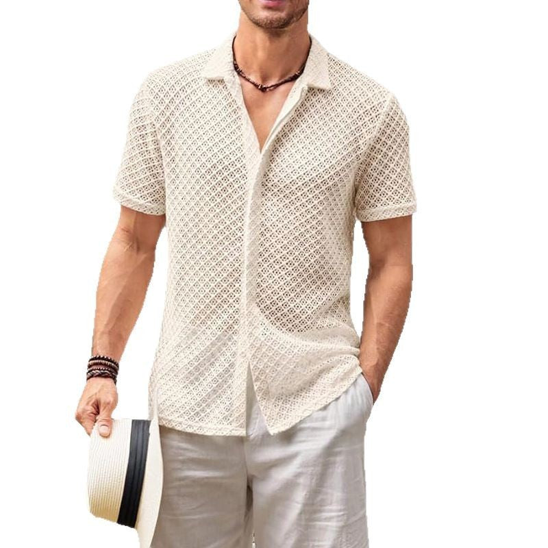 Lawrence – Polo-Shirt met Korte Mouw en Mesh in Effen