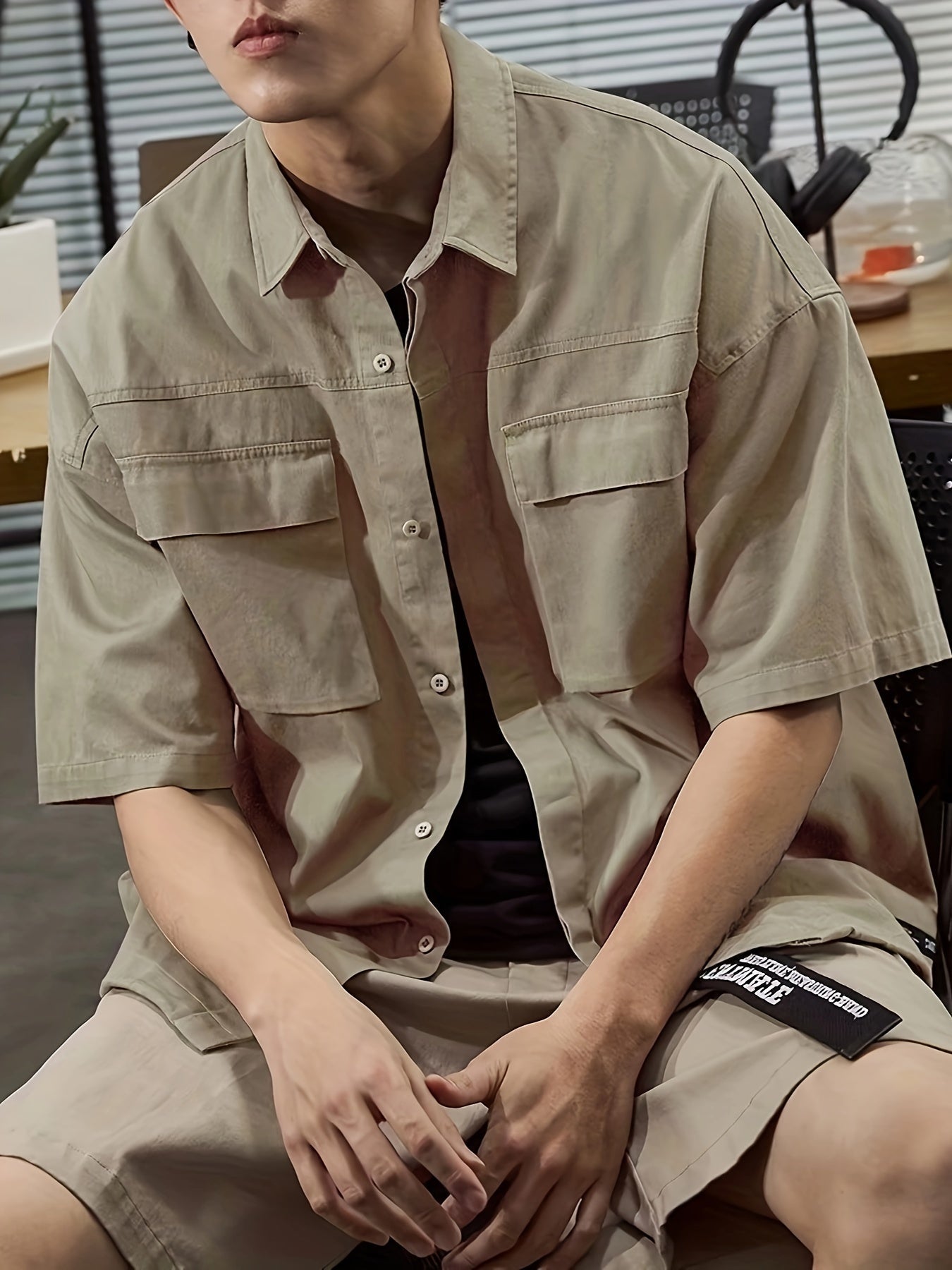 Stuart – Lässiges Herrenhemd mit kurzem Arm in einfarbigem Design