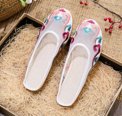 Anne – Bestickte Baumwoll-Pantoletten im Retro-Stil