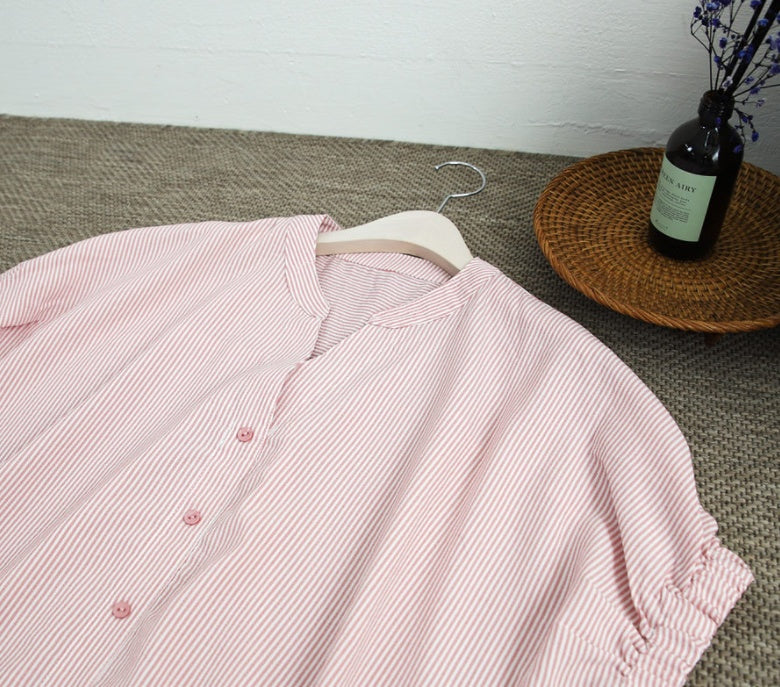 Angela – Blouse met losse strepen en raglanmouwen