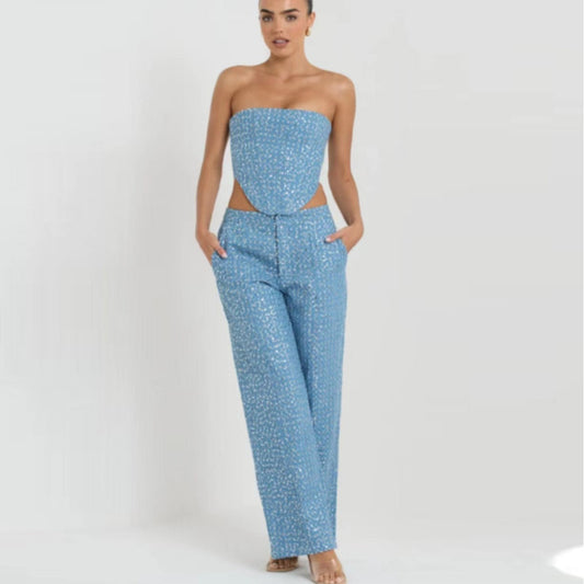 Charlotte – Modieuze Denim Pailletten Set