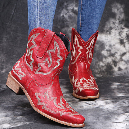 Sophie – Cowgirl-laarzen met borduurwerk en sleehak