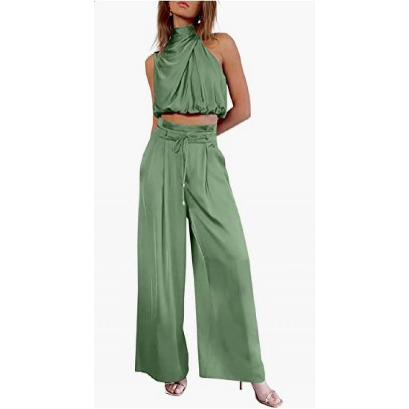 Ruby – Modieuze Mouwloze Top Met Wijde Broek Set