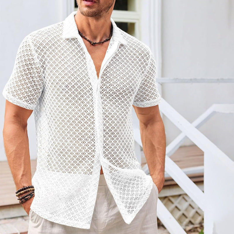 Lawrence – Polo-Shirt met Korte Mouw en Mesh in Effen