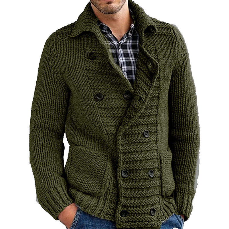John – Solide Heren Trui met Revers en Cardigan-Design