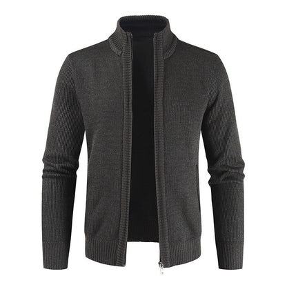 Anthony – Lichte Heren Cardigan met Opstaande Kraag in Effen Kleur