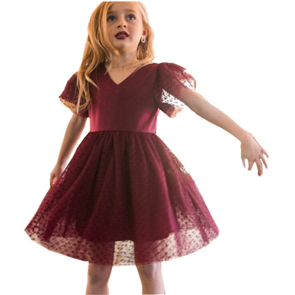 Abigail – Vloeiende Chiffon Lange Mouwen V-Hals Zoete Tuniekjurk