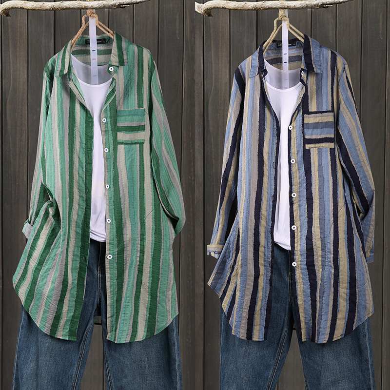 Pamela – Luchtige Blouse met Gestreepte Reverskraag voor Dames in de Herfst