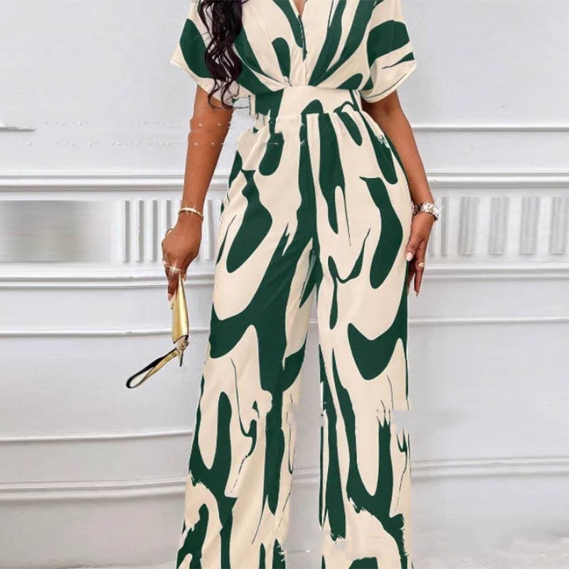 Georgina – Zachte Jumpsuit met V-hals en Print