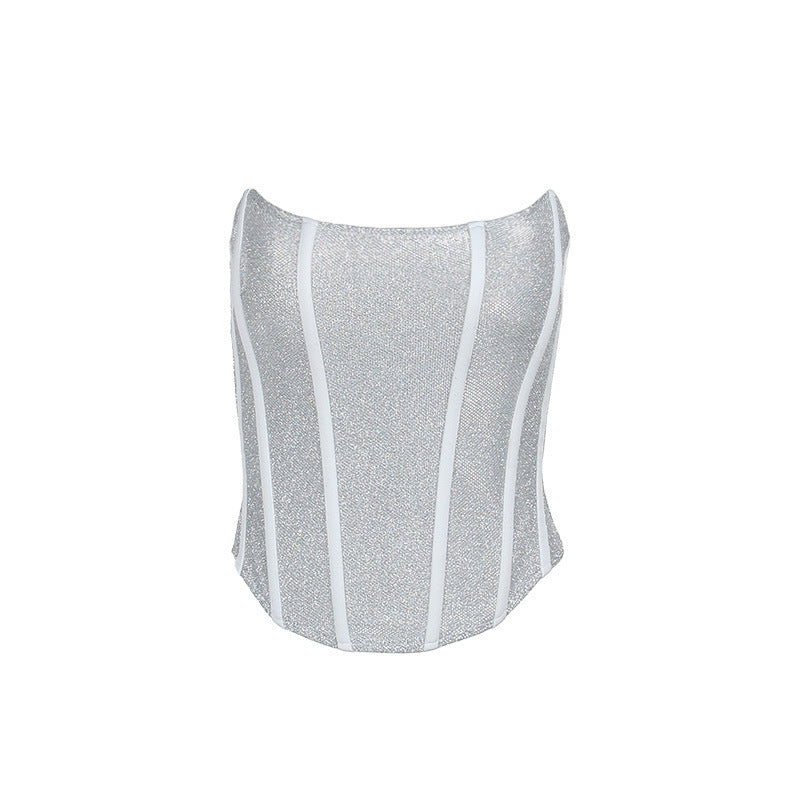 Natasha – Glanzend Afslankend Korset Tube Top