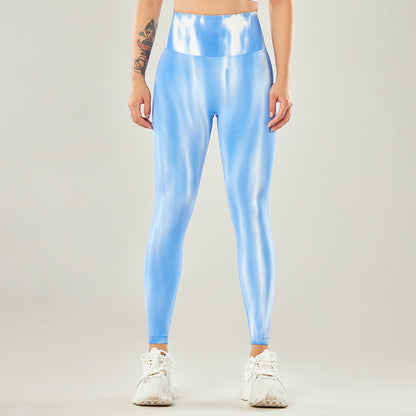 Adele – Nahtloze Hooggetailleerde Fitness Yoga Broeken met Aurora Tie-Dye Print voor Dames