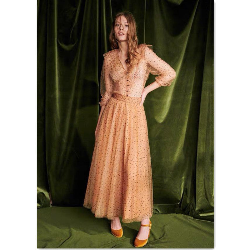 Juliet – Gepunkteter Meshrock mit hohem elastischem Bund