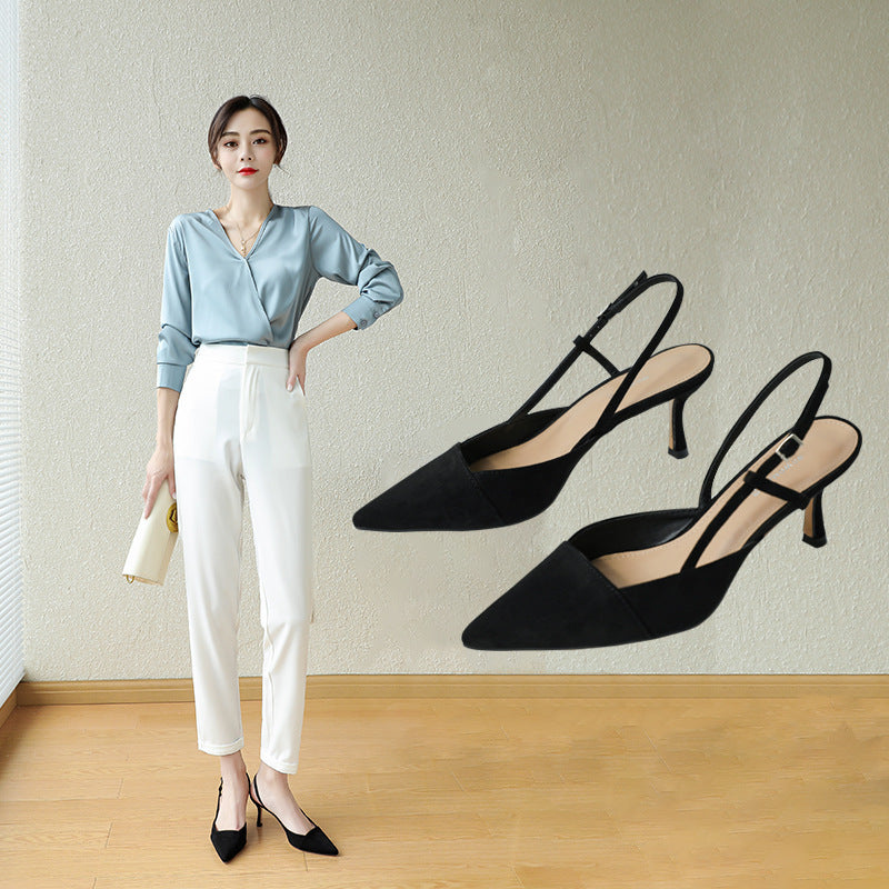 Louise – Damen High Heels aus Premium-Vegan-Veloursleder mit Schnalle