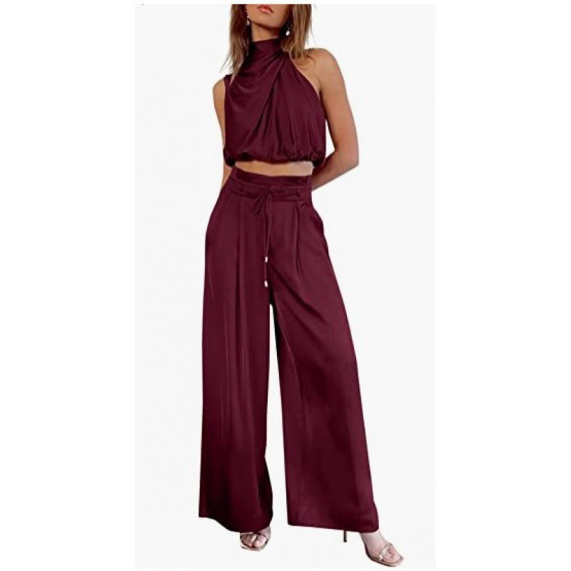Ruby – Modieuze Mouwloze Top Met Wijde Broek Set