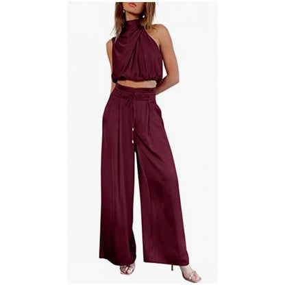 Ruby – Modieuze Mouwloze Top Met Wijde Broek Set