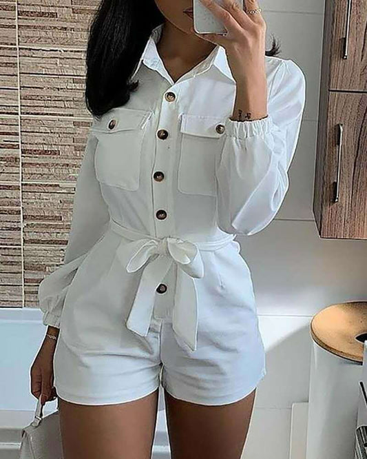 Hannah – Luchtige Dames Jumpsuit van Wit Stof