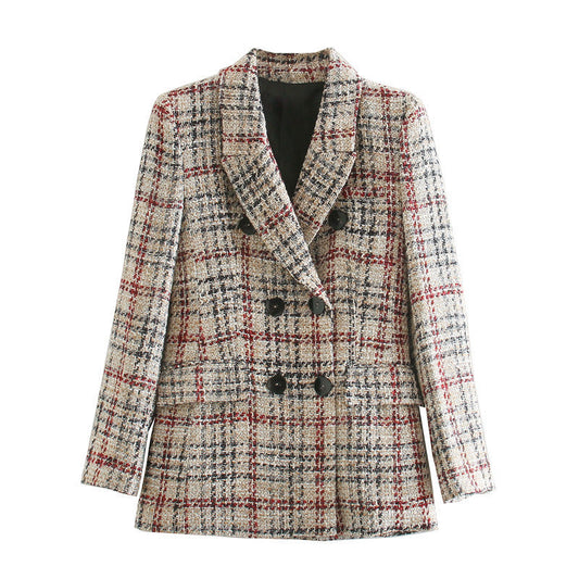 Zoe – Damesblazer met Klassiek Ruitpatroon