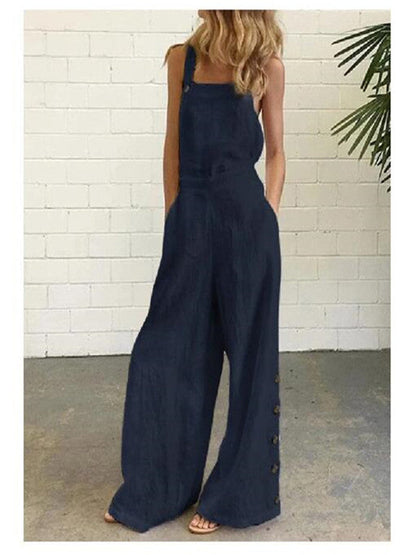 Megan – Luchtige Jumpsuit met Zakken en Wijd Been