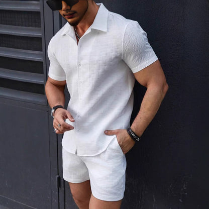 Robert – Kort mouw herenoverhemd met sportieve shorts