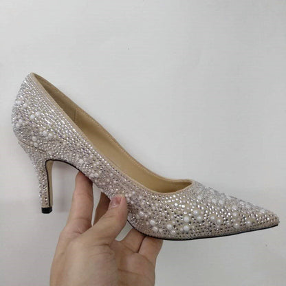 Rebecca – Spitzen schoenen met strass en parels
