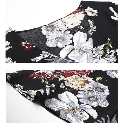 Carly – Bloemige Zomerjurk met V-Hals en Elastische Taille