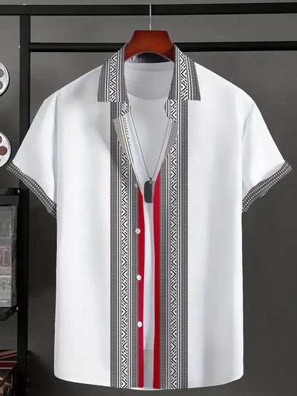 Steve – Casual Geometrisch Kortemouwen Shirt voor Heren